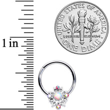 Load image into Gallery viewer, 16G 3/8 White Synthetic Opal Aurora Gem Crest Hinged Segment Ring

