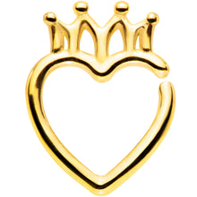 Load image into Gallery viewer, 16G 5/16 Gold Tone Royal Crown Heart Right Ear Closure Ring
