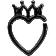 Load image into Gallery viewer, 16G 5/16 Black Royal Crown Heart Right Ear Closure Ring
