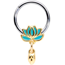 Load image into Gallery viewer, 16G 3/8 Southwestern Lotus Flower Dangle Hinged Segment Ring
