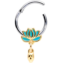 Load image into Gallery viewer, 16G 3/8 Southwestern Lotus Flower Dangle Hinged Segment Ring
