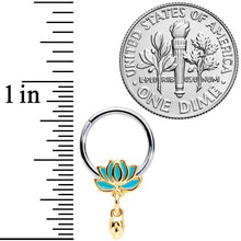 Load image into Gallery viewer, 16G 3/8 Southwestern Lotus Flower Dangle Hinged Segment Ring
