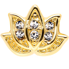 Load image into Gallery viewer, 16G 1/4 Clear Gem Gold Tone Lotus Flower Cartilage Tragus Earring
