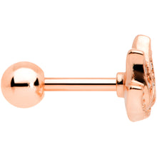 将图片加载到图库查看器，16G 1/4 Clear Gem Rose Gold Tone Lotus Flower Cartilage Tragus Earring
