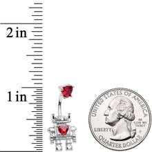 Load image into Gallery viewer, Red Gem Heart Valentines Day Robot Belly Ring
