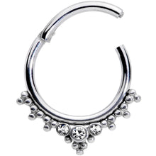 将图片加载到图库查看器，16G 3/8 Clear CZ Gem Triad Hinged Segment Ring
