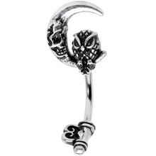 将图片加载到图库查看器，Owl Skull Key Mystic Moon Double Mount Belly Ring

