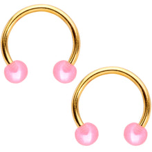 Load image into Gallery viewer, 14G Gold Tone Unicorn UV Horseshoe Barbell Nipple Ring Set of 4
