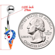 将图片加载到图库查看器，Blue Glitter Mane Unicorn Belly Ring

