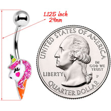 将图片加载到图库查看器，Pink Glitter Mane Unicorn Belly Ring
