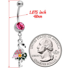 Load image into Gallery viewer, Pink Gem Florida Pink Flamingo Bird Dangle Belly Ring

