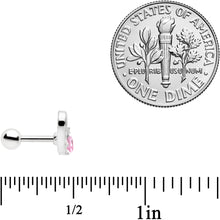 Load image into Gallery viewer, 16G 1/4 Pink Gem Rose Flower Hollow Heart Cartilage Tragus
