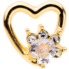 Load image into Gallery viewer, 16G 1/4 Clear Gem Gold Tone Hollow Heart Cartilage Tragus

