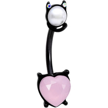 Load image into Gallery viewer, Pink Gem Black Devil Heart Love Double Mount Belly Ring
