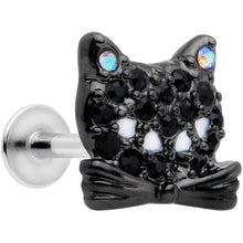 Load image into Gallery viewer, 16G 5/16 Black Aurora Gem Crafty Kitty Cat Labret Monroe Tragus
