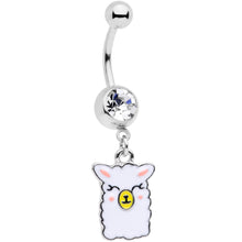 Load image into Gallery viewer, Clear CZ Gem Sweet Llama Dangle Belly Ring
