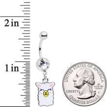 Load image into Gallery viewer, Clear CZ Gem Sweet Llama Dangle Belly Ring
