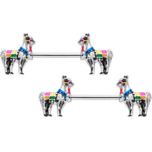 Load image into Gallery viewer, 14G 9/16 Colorful Drama Llama Barbell Nipple Ring Set
