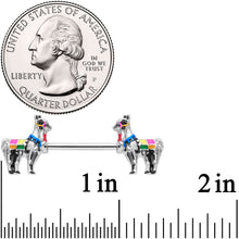 Load image into Gallery viewer, 14G 9/16 Colorful Drama Llama Barbell Nipple Ring Set
