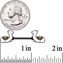 Load image into Gallery viewer, 14G 9/16 Snoozing Llama Barbell Nipple Ring Set
