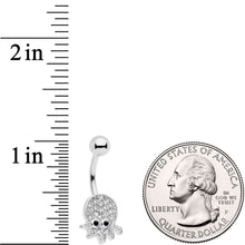 Load image into Gallery viewer, Clear Black Gem Nautical Octopus Belly Ring
