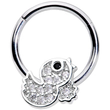 Load image into Gallery viewer, 16G 5/16 Clear Black CZ Gem Ducky Hinged Segment Ring
