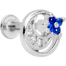 将图片加载到图库查看器，16G 5/16 Clear Blue CZ Gem Moonflower Labret Monroe Tragus

