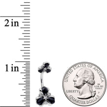 将图片加载到图库查看器，Clear Black Gem Abstract Flower Double Mount Belly Ring
