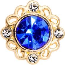 Load image into Gallery viewer, 16G 1/4 Clear Blue Gem Gold Tone Empire Cartilage Tragus Earring
