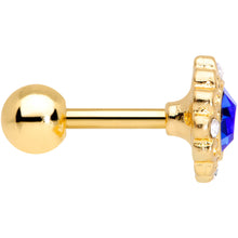 Load image into Gallery viewer, 16G 1/4 Clear Blue Gem Gold Tone Empire Cartilage Tragus Earring
