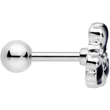 Load image into Gallery viewer, 16G 1/4 Clear Black Gem Abstract Flower Cartilage Tragus Earring
