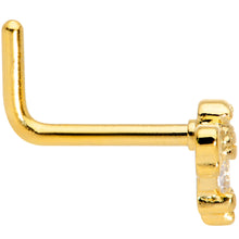 Load image into Gallery viewer, 18G 7mm Clear CZ Gem Gold Tone Dragonfly L Shaped Nose Ring
