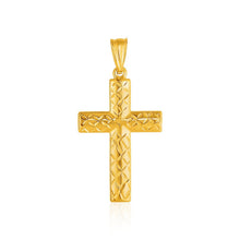 将图片加载到图库查看器，14k Yellow Gold Reversible Textured Cross Pendant
