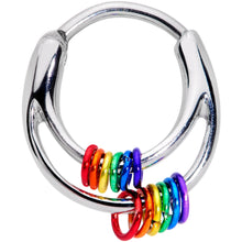 Load image into Gallery viewer, 16G 3/8 Double Rainbow Gay Pride Septum Clicker
