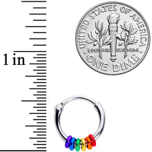 Load image into Gallery viewer, 16G 3/8 Row of Rainbow Rings Gay Pride Septum Clicker
