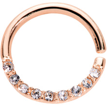 Load image into Gallery viewer, 16G 5/16 Clear Gem Rose Gold Tone Elegance Seamless Circular Ring

