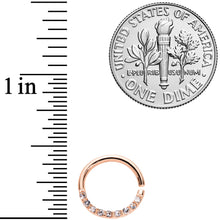Load image into Gallery viewer, 16G 5/16 Clear Gem Rose Gold Tone Elegance Seamless Circular Ring
