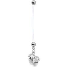 Load image into Gallery viewer, Love You Baby Feet Dangle Pregnancy Belly Ring
