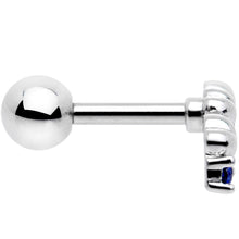 Load image into Gallery viewer, 16G 1/4 Blue CZ Gem Tiny Hearts Cartilage Tragus Earring
