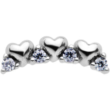 将图片加载到图库查看器，16G 1/4 Clear CZ Gem Tiny Hearts Cartilage Tragus Earring
