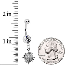 Load image into Gallery viewer, Clear Gem Starburst Crescent Moon Dangle Belly Ring Set of 2
