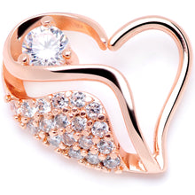 Load image into Gallery viewer, 16G 5/16 Clear CZ Gem Rose Gold Tone Heart Right Closure Ring
