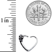 Load image into Gallery viewer, 16G 3/8 Halloween Skull Valentine Heart Right Ear Closure Ring
