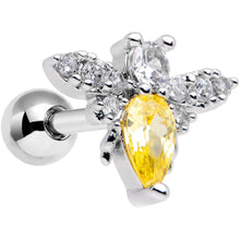 Load image into Gallery viewer, 16G 1/4 Clear Yellow CZ Gem Bee Cartilage Tragus Earring
