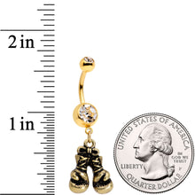 Load image into Gallery viewer, Clear Gem Gold Tone Boxing Gloves Dangle Belly Ring
