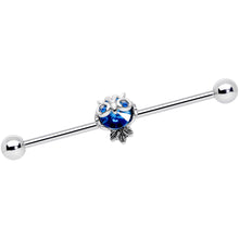 Load image into Gallery viewer, 14G Clear Blue Gem Wide Eyed Owl Industrial Barbell 38mm
