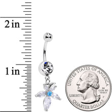 Load image into Gallery viewer, Clear Blue CZ Gem Flower Dangle Belly Ring
