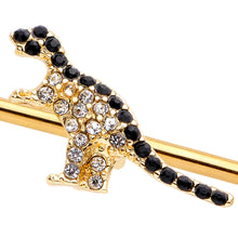 Load image into Gallery viewer, 14G Clear Black Gem Gold Tone Dinosaur Industrial Barbell 38mm
