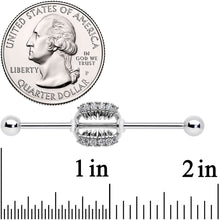 将图片加载到图库查看器，14G Clear CZ Gem Scary Monster Fangs Industrial Barbell 38mm
