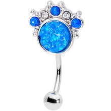 Load image into Gallery viewer, Blue Faux Opal Clear Gem Circle Serenade Reversible Belly Ring

